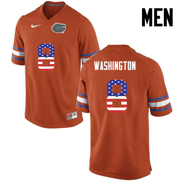 Men Florida Gators #8 Nick Washington College Football USA Flag Fashion Jerseys-Orange - Click Image to Close
